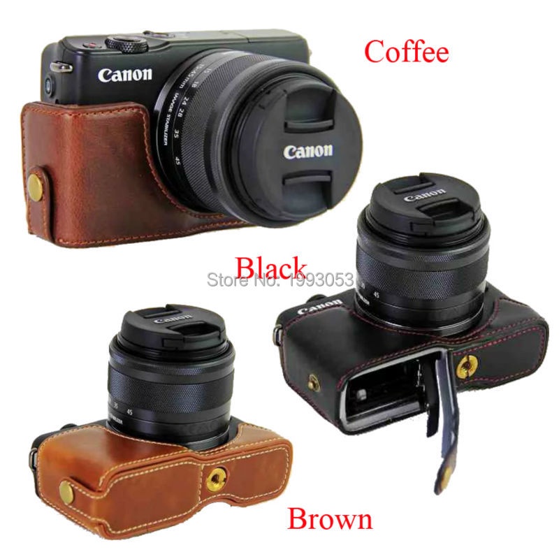 ใหม่ เคสกระเป๋าใส่กล้อง หนัง PU สําหรับ Canon EOS M10 EOS M100 EOS M200