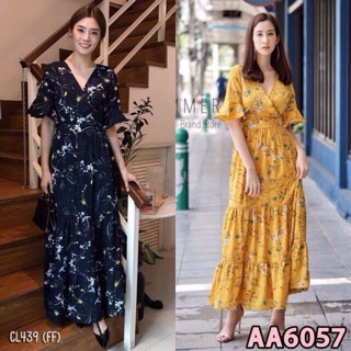 Maxi dress ชุดเซ็ทผู้หญิง เดรสยาว เกาหลี