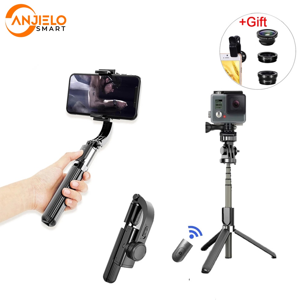 3 IN 1 มือถือ Gimbal Stabilizer โทรศัพท์มือถือ Selfie Stick ผู้ถือปรับ Selfie สําหรับ iPhone/Android