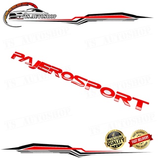 โลโก้ PAJERO SPORT ติดฝากระโปรงหน้า Logo PAJERO SPORT สีแดง