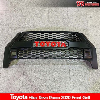 กระจังหน้า Revo Rocco 2020 2021 2022 ลาย thunda logo toyota และ TRD สีแดง สำหรับ รุ่น Rocco โฉมใหม่ logo T/T