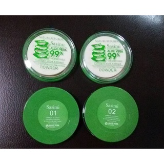 ซาซิมิแป้งพัฟว่านหางจระเข้ ฝาตลับใส Sasimi Soothing&amp;Moisture Aloe Vera 99% Powder No.718