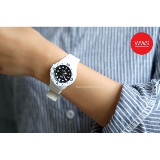 CASIO ของเเท้  รุ่น LRW-200H-1EVDF สีขาว จอดำ