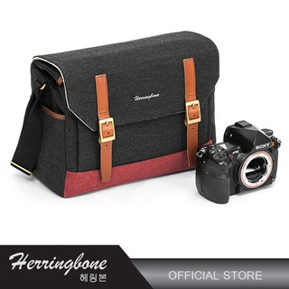 HERRINGBONE POSTMAN MEDIUM BLACK - กระเป๋ากล้อง