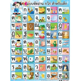 โปสเตอร์ ก ไก่-ฮ นกฮูก ก-ฮ abc a-z นับเลข 1-100 วัน เดือน สระ สูตรคูณ ร่างกาย โปสเตอร์ปฐมวัย โปสเตอร์อนุบาล