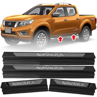 สคัพเพลท สแตน ชายบันได สีดำ ตัด ชุปโครเมี่ยม นิสสัน NISSAN NAVARA NP300 ปี 2014 - 2018 logo NAVARA