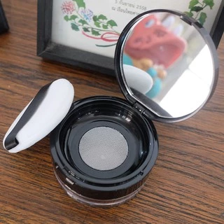 BA09 ตลับแป้งฝุ่นเปล่า สีดำ ตาข่ายกระจายแป้ง พร้อมพัฟแต่งหน้า Empty powder box ขนาด 20 กรัม