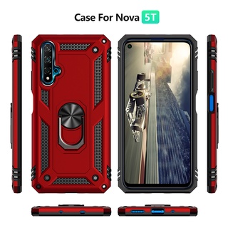 เคสโทรศัพท์ซิลิโคน กันกระแทก พร้อมแหวนแม่เหล็ก สําหรับ Huawei nova 5T 5i 5 pro nova 4e 3e