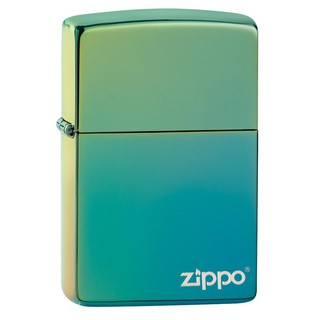 Zippo 49191ZL High Polish Teal Zippo Logo ของแท้ Made in USA