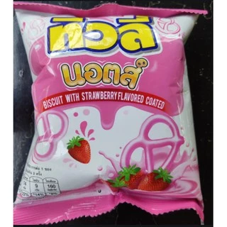 ทิวลี่บิสกิต นอตส์ เคลือบครีมช็อคโกแลต ครีมสตอเบอร์รี่ ครีมนม 23 กรัม x 12 ซอง