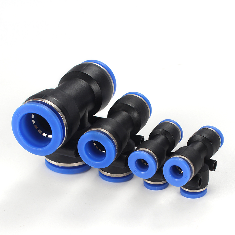 Pe4mm-pe16mmt ขั ้ วต ่ อนิวเมติกสามทางขั ้ วต ่ อ quick connector 4 มม . / 6 มม . / 8 มม . / 10 มม . / 12 มม . / 14 มม . / 16 มม .