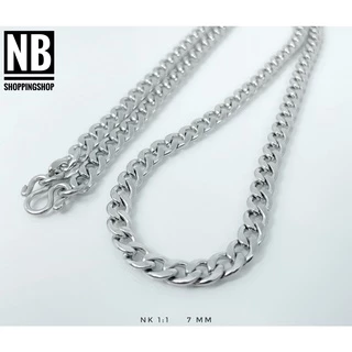 S-647 สร้อยคอสแตนเลส ลายแบนเรียบNK กว้าง7mm สร้อยแฟชั่น Hiphop สร้อยพระ ไม่ลอกไม่ดำ 100% ใส่อาบน้ำได้ สร้อยคอnecklace