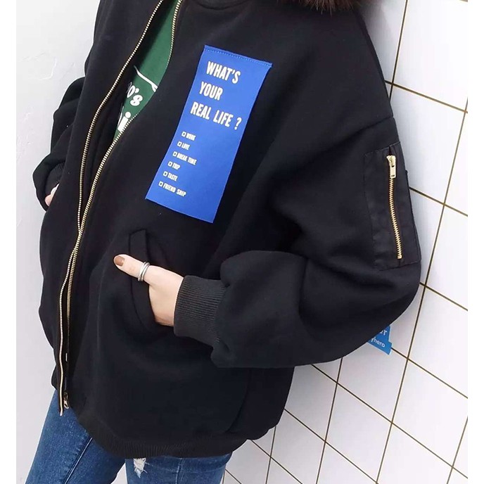 WEBEE BF Style Zip Comfort Jacket Sweater