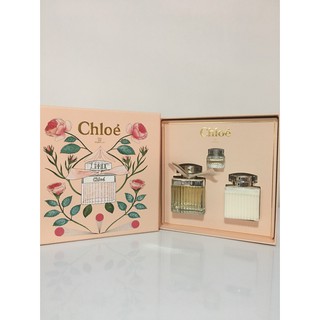 โบว์ครีม Chloe Eau De Parfum Set 75 ml + Travel 5 ml + Perfumed Body Lotion 100 ml