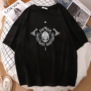 【พร้อมส่ง】เสื้อยืดคอกลม พิมพ์ลายภาพยนตร์ Odin Vikings ทรงหลวม ใส่สบาย แฟชั่นฤดูร้อน สําหรับผู้ชาย และผู้หญิงสามารถปรับแต