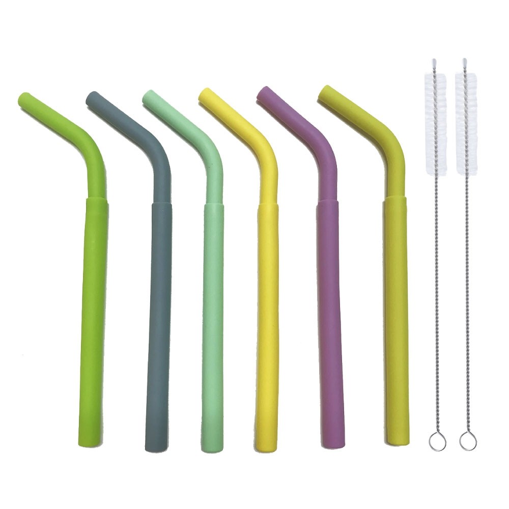 หลอดซิลิโคนแยกร่างได้ ฟรี! ถุงผ้าใส่หลอด || Silicone Straws (Straight & Bendy 2-Part Straws) Free! Straw Pouch