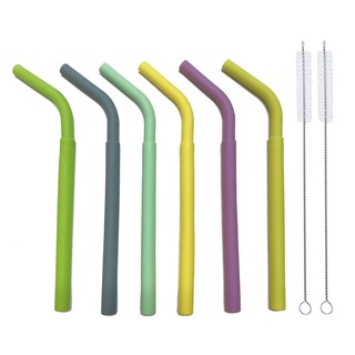 หลอดซิลิโคนแยกร่างได้ ฟรี! ถุงผ้าใส่หลอด || Silicone Straws (Straight &amp; Bendy 2-Part Straws) Free! Straw Pouch