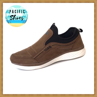 BAOJI รองเท้าผ้าใบชาย SLIP ON รุ่น BJM434 สีน้ำตาล สลิปออน by Pacific Shoes