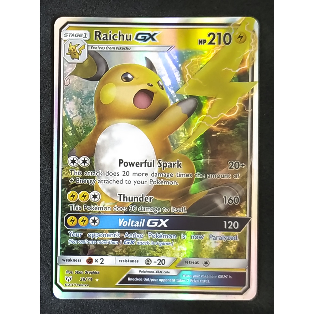 Raichu GX Card 29/73 ไรชู Pokemon Card Gold Flash Light (Glossy) ภาษาอังกฤษ