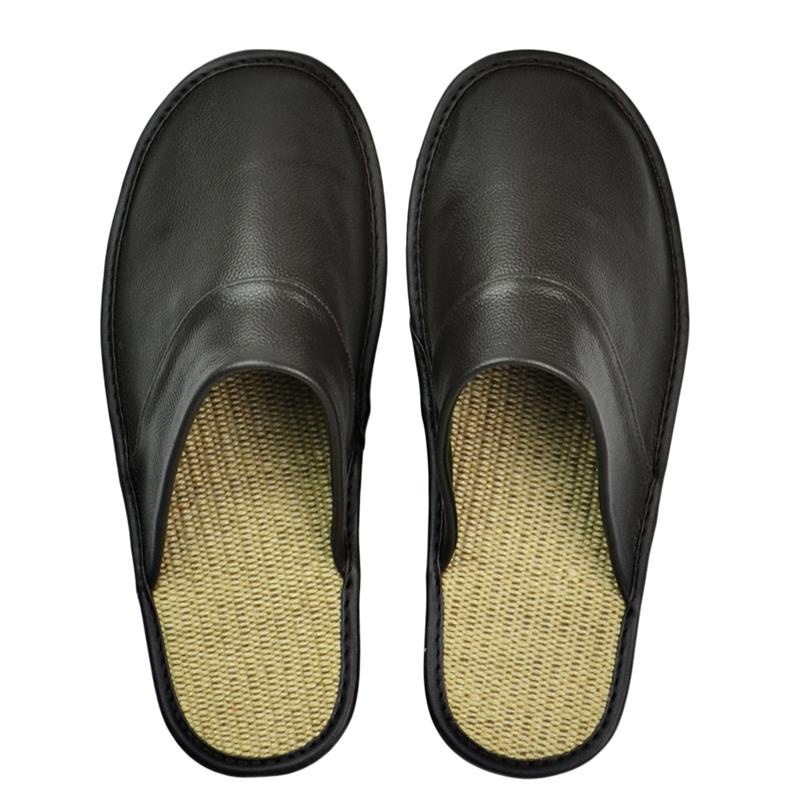 slippers men big sizes Genuine Cow Leather home male indoor house for ...