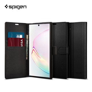 Spigen เคส Note 10 [WALLET S] เคสหนัง, เคสฝาพับ : Black