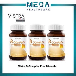 ((ซื้อVistra3ขวด)) VISTRA Vistra B-Complex Plus Minerals วิสทร้าวิตามินบีรวม (30เม็ด)