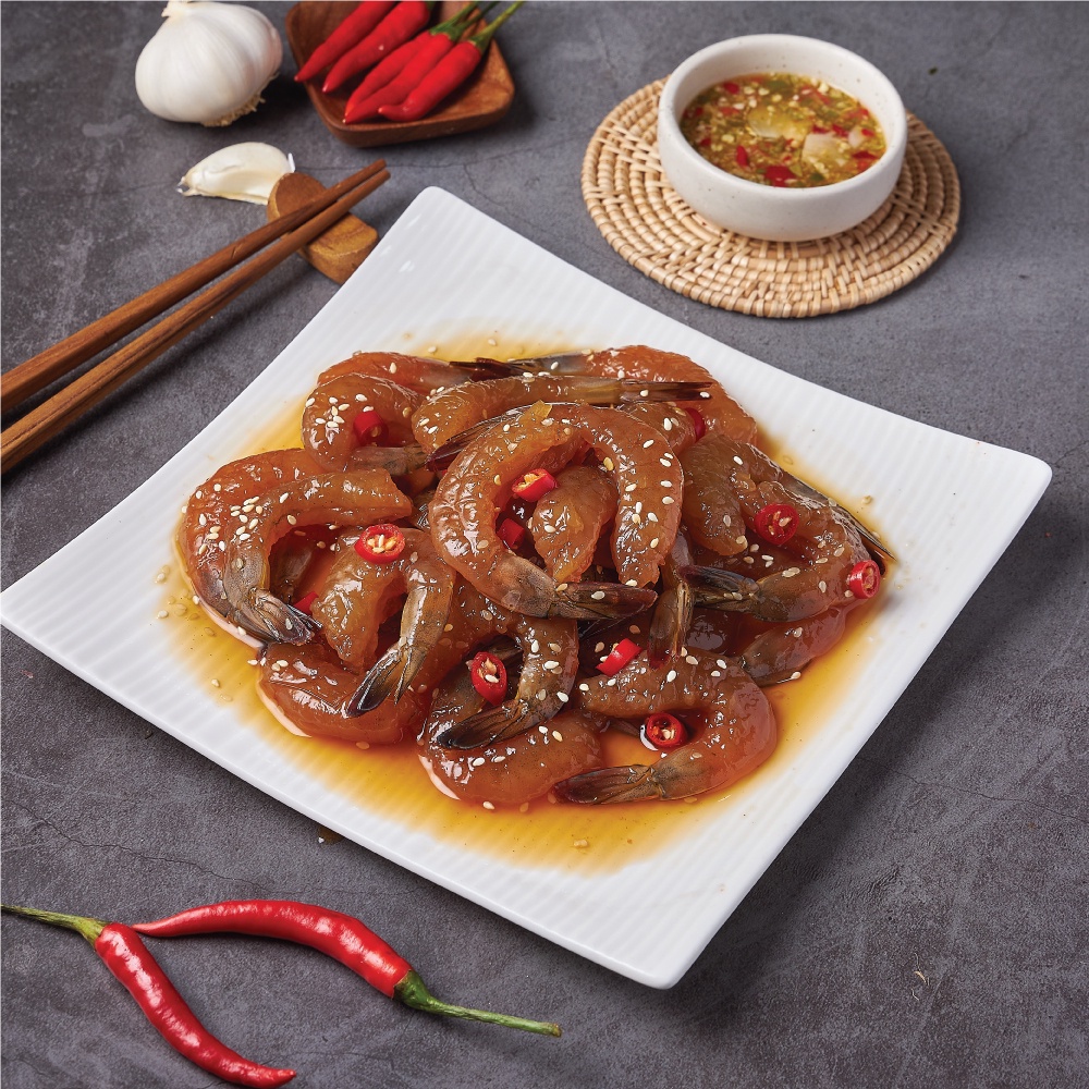 Qfresh กุ้งดอง ซอสเกาหลีแช่แข็ง 225 กรัม