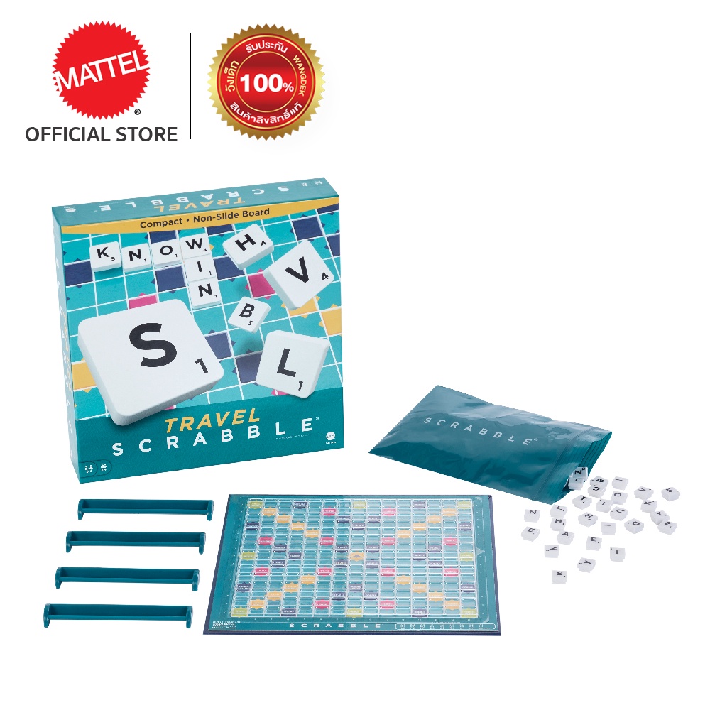 Mattel Games Scrabble Travel 17.8 cm แมทเทล เกมต่อคำศัพท์ แบบพกพา ขนาด 17.8 cm (CJT11)