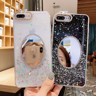 Huawei Y7a Y6p Y9 Y7 Y6 Pro 2019 Y9S Y7 Prime 2018 Nova 7i 5T 3i 2 Lite Star Bling Makeup Mirror Soft TPU Phone Case