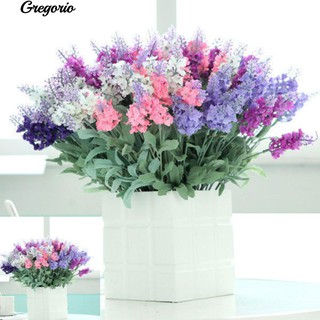 Gregorio 10 หัว 1 ช่อดอกไม้ Faux Silk Lavender สวนประดิษฐ์ดอกไม้ตกแต่งบ้าน