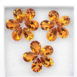 ซิทริน ( Natural Citrine ) ขนาด 7x5 mm. #ดิบจากธรรมชาติ พลอย พลอยแท้ พลอยซิทริน อัญมณี ( 1 ชุดมี 10 กะรัต )