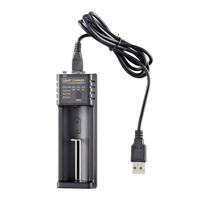Bmax เครื่องชาร์จถ่าน 1 ช่อง ชาร์จไว ตัดไฟเอง รองรับถ่าน AA / AAA 18650 26650 21700 10440 14500 16340 26500 - Battery Charger