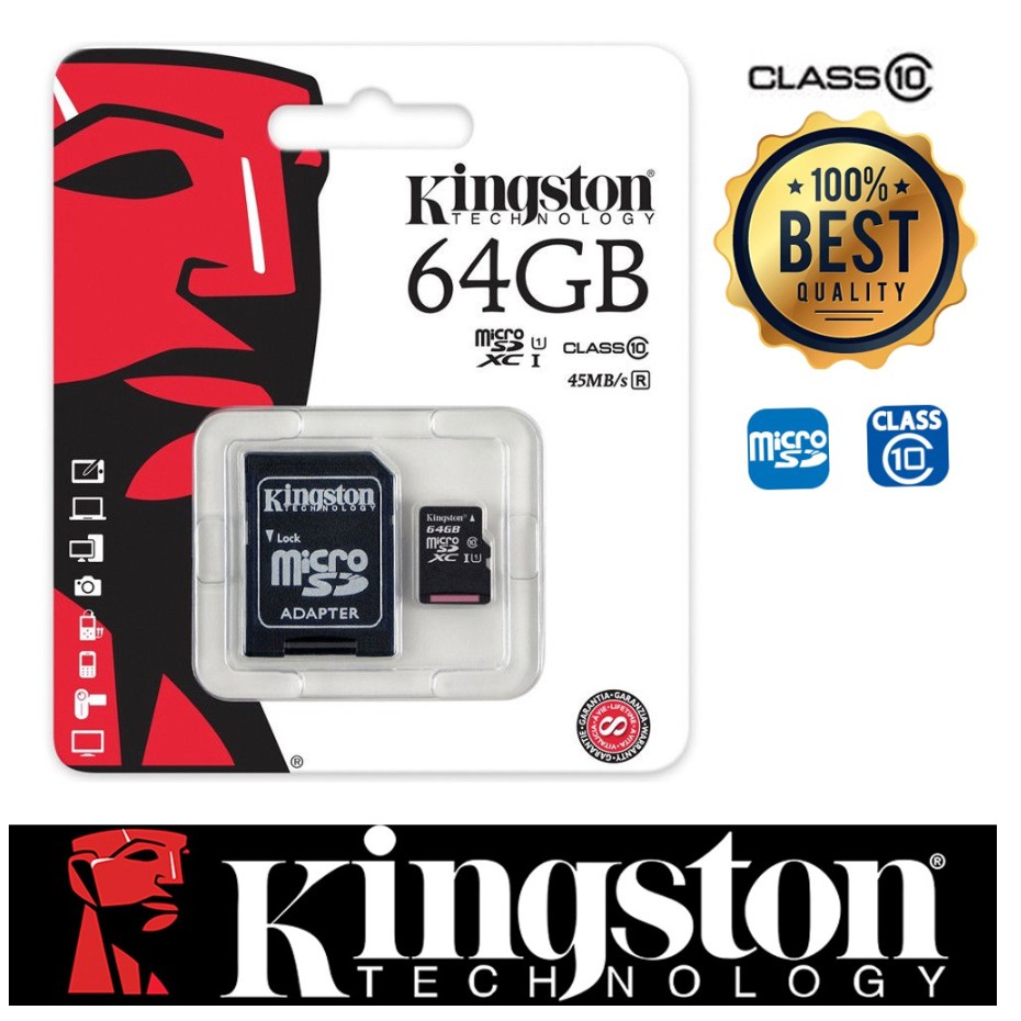 ??แท้ ประกันตลอดชีพ ??64 GB MICRO SD CARD(ไมโครเอสดีการ์ด kingston) CLASS 10 ราคาส่ง พร้อมส่ง Quicke