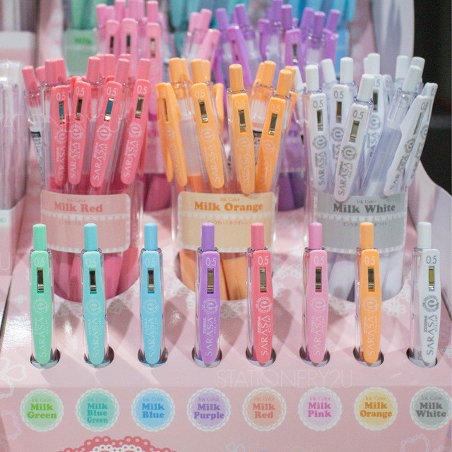 [0.5] ปากกา MILK Zebra Sarasa ซาราซ่า รุ่นมิลค์กี้ รวมทุกสี เขียนบนกระดาษดำได้