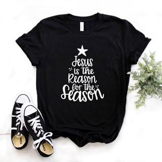 Jesus Is The Reason The Season Christmas Women Tshirt Cotton Casual Funny T Shirt Gift Lady Yong Girl Top Tee 4 Colorเสื