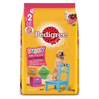 🔥*พร้อมส่ง*🔥 เพดดิกรี อาหารลูกสุนัขชนิดเม็ด รสเนื้อวัวและนม 1.3 กก. PEDIGREE Puppy Food Beef &amp; Milk Flavor 1.3 kg.