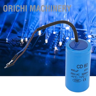 Orichi Machinery CD60 Run Capacitor with Wire Lead 250V AC 400uF 50/60Hz for Motor Air Compressor