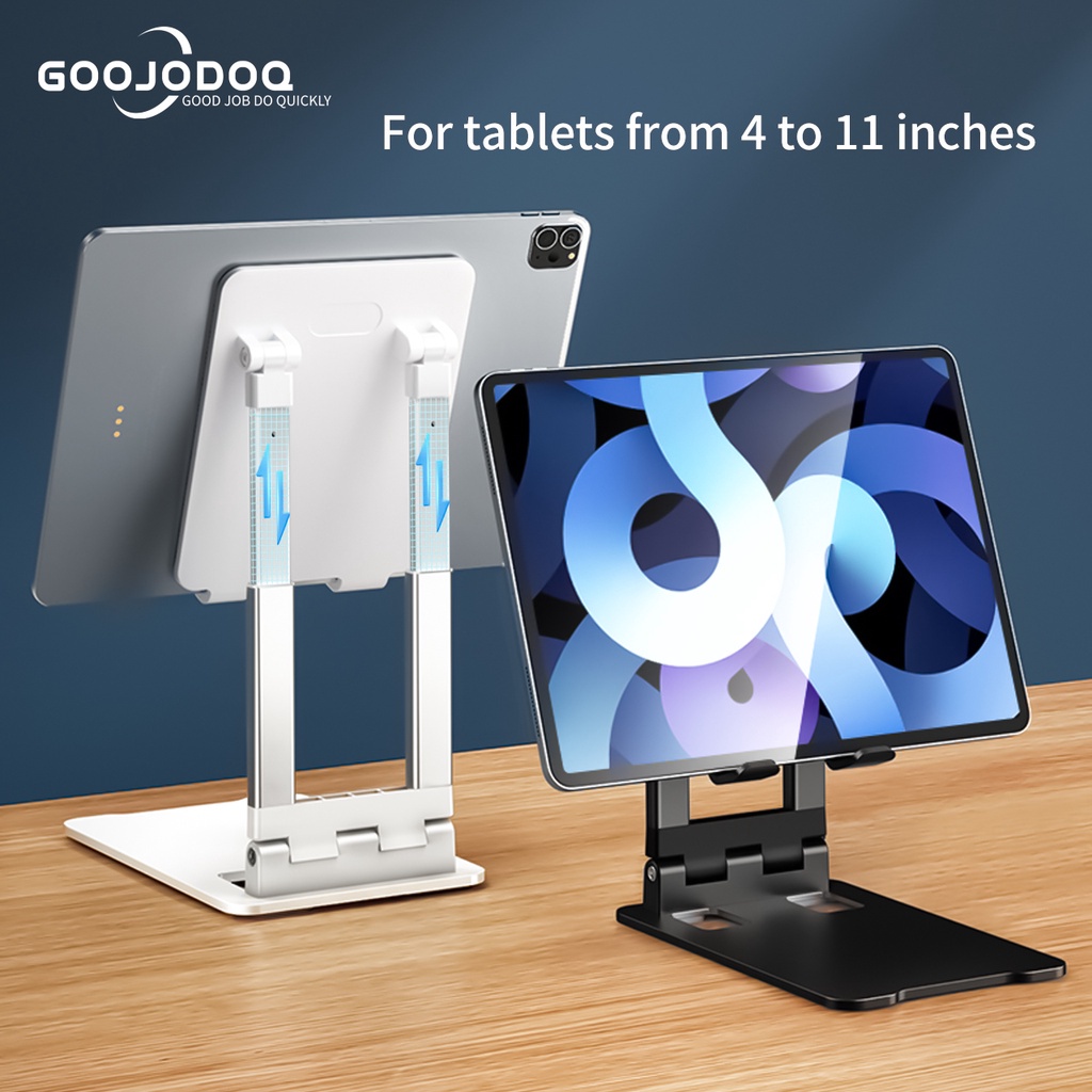GOOJODOQ ขาตั้งไอแพด ที่ตั้งไอแพดวงเล็บแท็บเล็ตพับเดสก์ท็อป Lazy Live คอมพิวเตอร์ Telescopic โทรศัพท์มือถือวงเล็บโลหะปรั