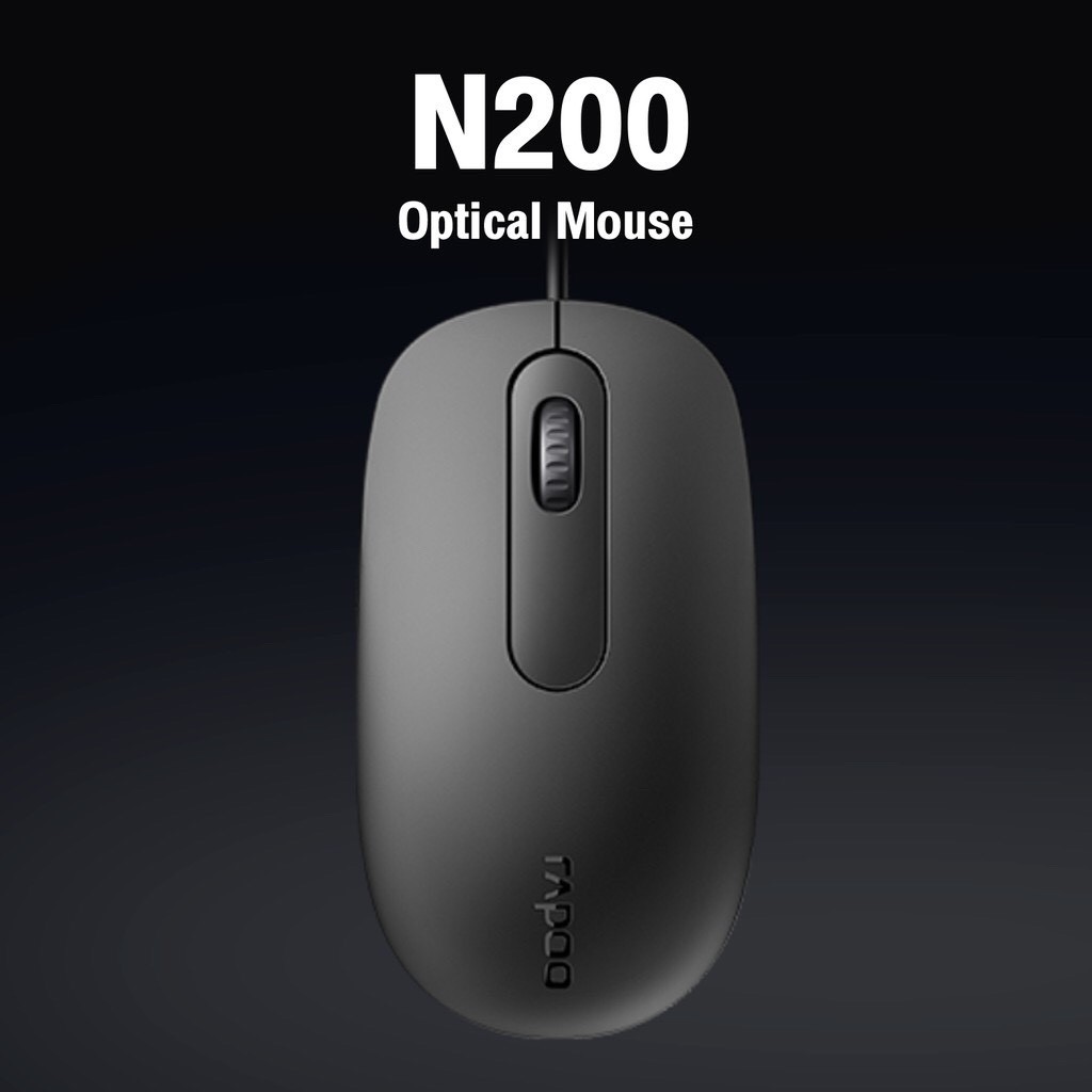 Rapoo เม้าส์มีสาย N200 Wired Optical Mouse (MSN200-BK)