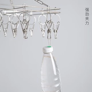 ที่หนีบผ้า ราวหนีบผ้าสแตนเลส ไม้แขวนสแตนเลส แบบเหลี่ยม 20 ตัวหนีบ No.C01202