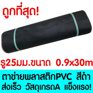 ตาข่ายพลาสติก ตา 25มม. 90ซมx30เมตร สีดำ ตาข่ายพีวีซี ตาข่ายPVC รั้วพลาสติก กรงไก่ รั้ว กันงู กันหนู กันนก เคลือบUV เกรดA