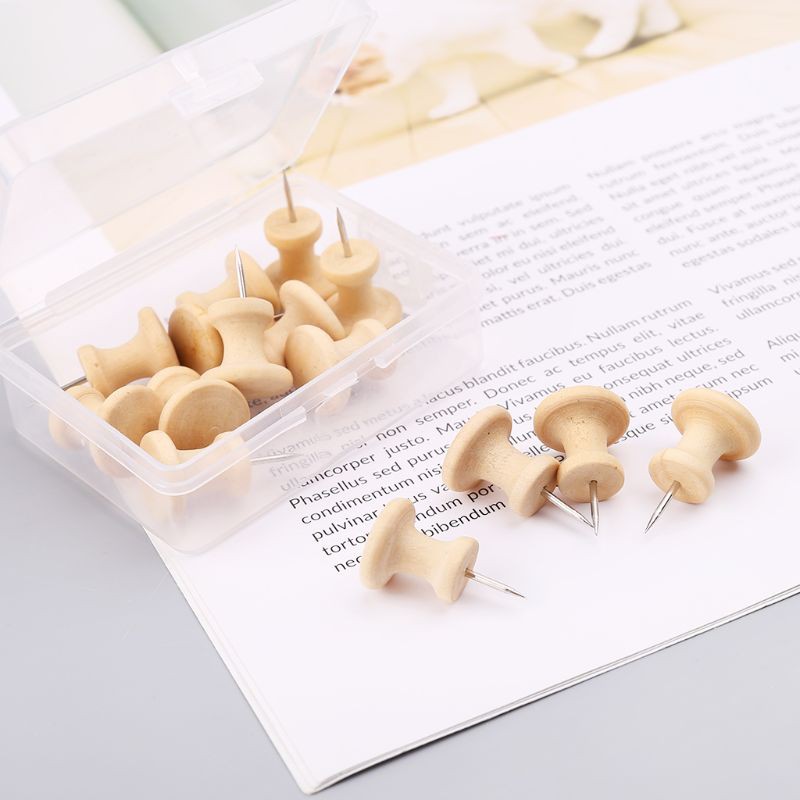 SENG♥15Pcs Nautral Cork Wooden Pushpins Thumbtack Board Pins - sengbag ...