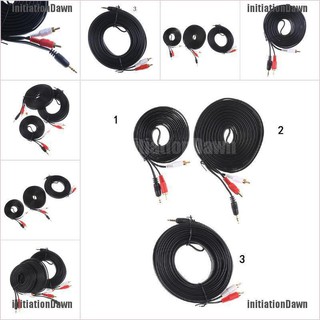 Initiationdawn แจ็คตัวผู้ 3.5 มม. เป็น AV 2 RCA ตัวผู้ สเตอริโอ เพลง สายเคเบิลเสียง AUX 3 เมตร 5 เมตร