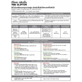 สีน้ำมัน TOA Glipton ขนาด 0.946L ชุดที่ 1 21001 สีทาเหล็ก สีเคลือบเงา ทาไม้ สีกันสนิม สามารถสั่งผสมสีตามรหัส TOA ได้