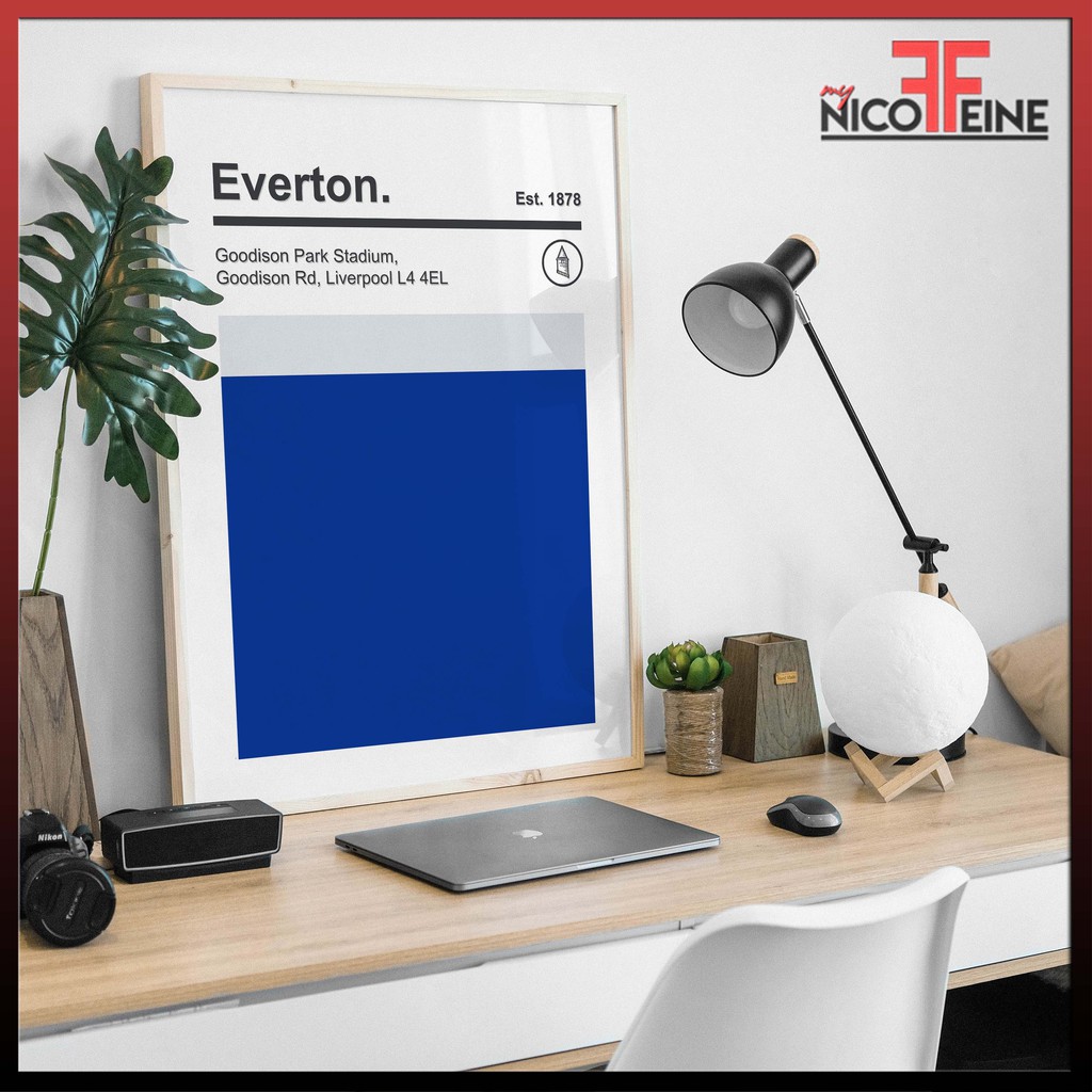 [โปสเตอร์เท่านั้น] โปสเตอร์ Everton FC สไตล์เรโทร EPL Pantone มินิมอล ศิลปะ ขนาดใหญ่ พิมพ์ / ศิลปะติดผนัง