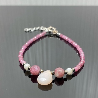 สร้อยข้อมือหินเจียรไนแท้ทั้งเส้น (Pink Tourmaline and mixed stone Bracelet)  #19