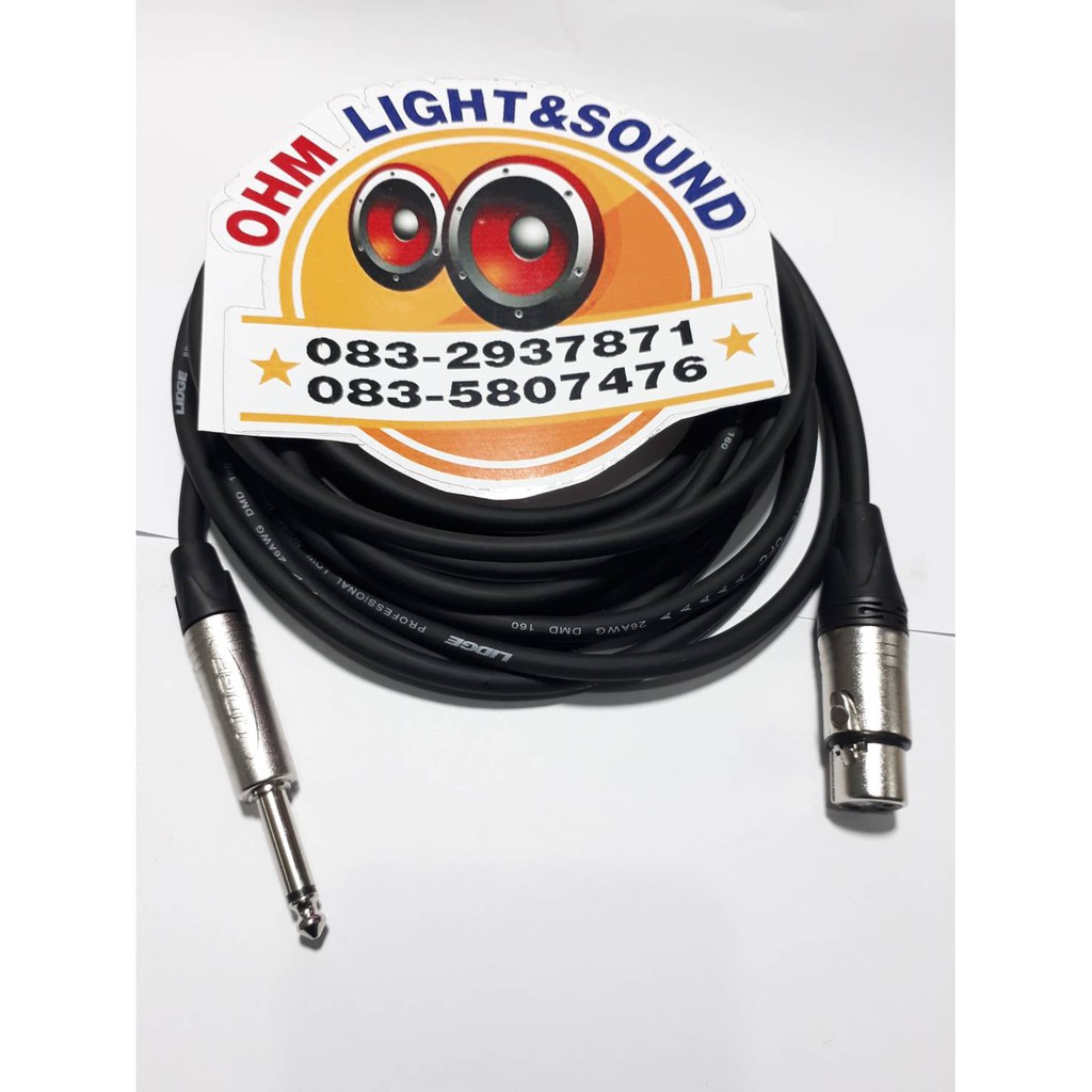 LIDGEสายสัญญาณ XLR W TO TS 1/4  6 mm อย่างดี หัวและสายยี่ห้อLIDGE หุ่มท่อหดทุกจุด เครื่องเสียง แจ็ค 