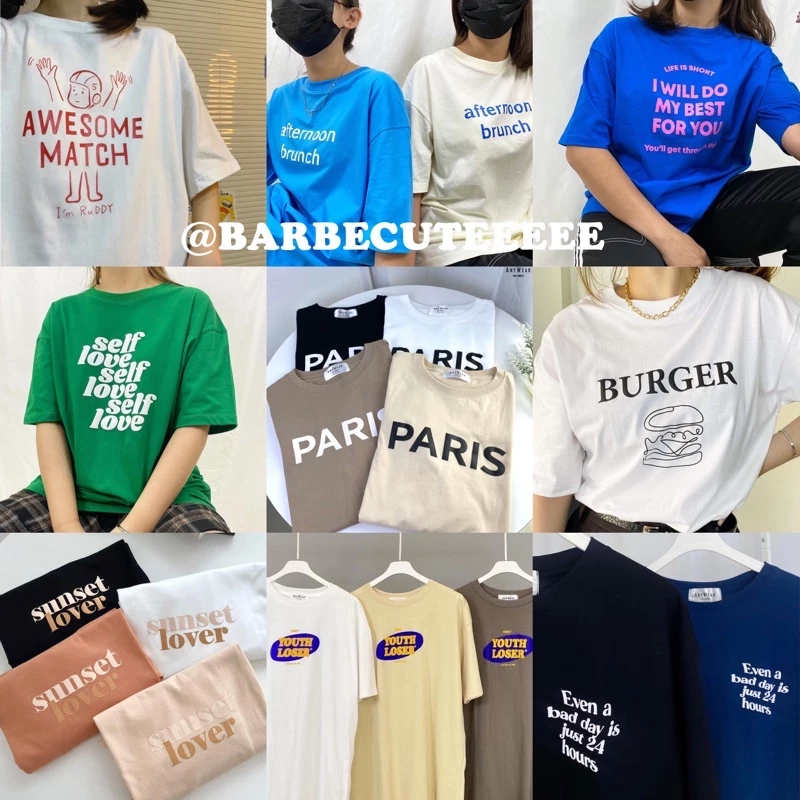 🧑🏻🌾🧵ถูกที่สุด ⚡️ เสื้อ oversize โอเวอร์ไซส์ tag : anywear สกรีนชัด ลายสวย ผ้าคอตตอน ใส่คู่แฟนน่ารัก ส่งของทุกวัน