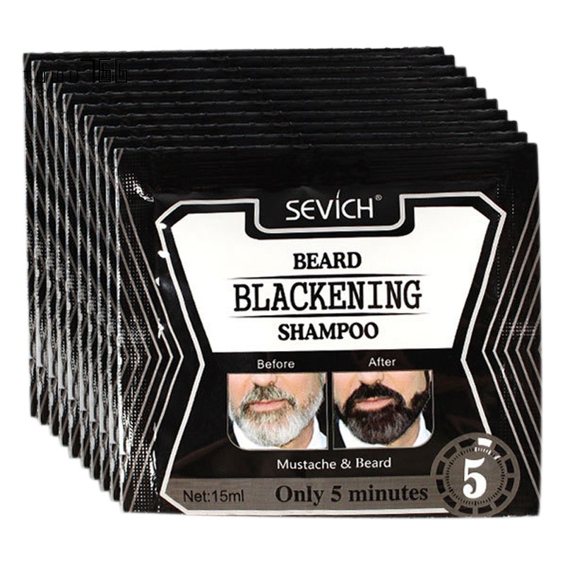 Sevich 10 ชิ้น 5 นาที Blackening Beard แชมพู Dye Beard Into Black Herb ธรรมชาติ Faster Blackening เคราสีกําจัด