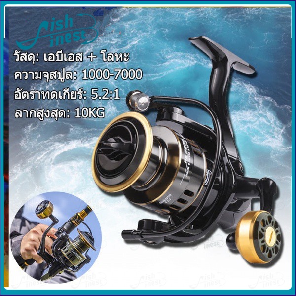 รอกสปินนิ่ง ลอกตกปลา  รอกตกปลาทะเล รอกตกปลาบึก บึก กริ๊ปบอลโลหะ 1000-7000 10กีฬา Kg Reel